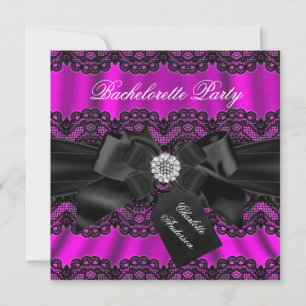 Lace & Bow Pink Black Bachelorette Party nodigt ui Kaart