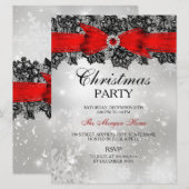 Lace Bow Silver Red-kerstfeestdag Kaart (Voorkant / Achterkant)