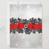Lace Bow Silver Red-kerstfeestdag Kaart (Achterkant)