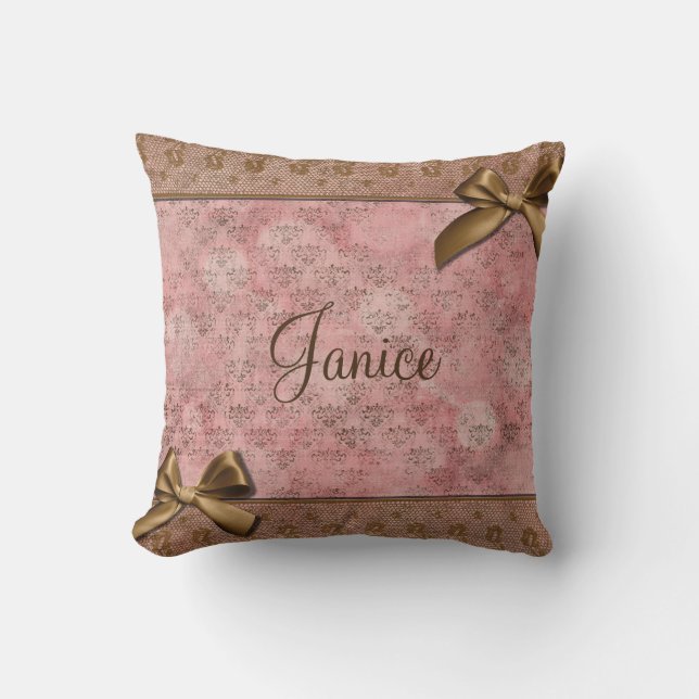 Lace & Bows met naam Kussen (Voorkant)