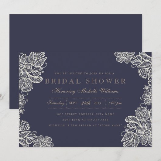  Lace Bridal Shower Kaart (Voorkant / Achterkant)