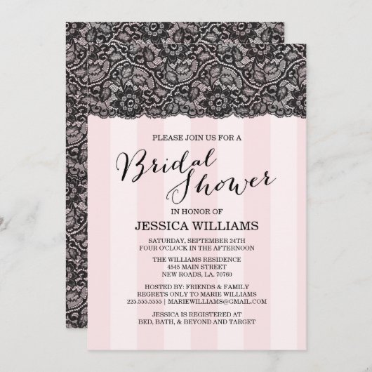 Lace Bridal Shower Kaart (Voorkant / Achterkant)