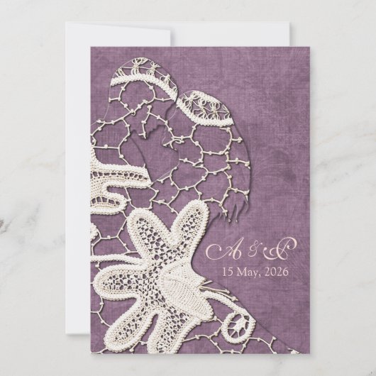 Lace Bride&Groom Wedding Invite Kaart (Voorkant)