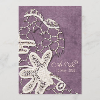 Lace Bride&Groom Wedding Invite Kaart