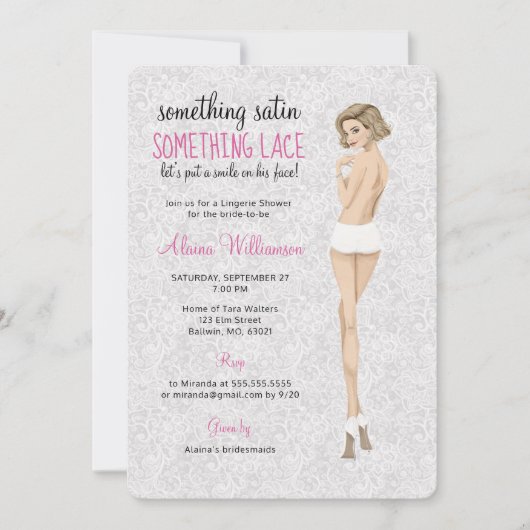 Lace Bride in Panties Lingerie Shower Kaart (Voorkant)