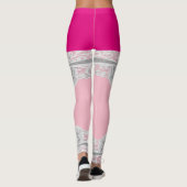 Lace briet roze trouwgarter patroon leggings (Achterkant)