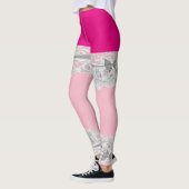 Lace briet roze trouwgarter patroon leggings (Links)