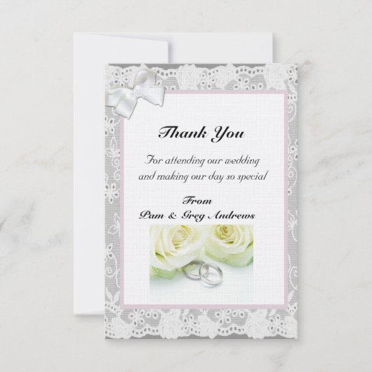 Lace bruiloft dank u kaart (Voorkant)