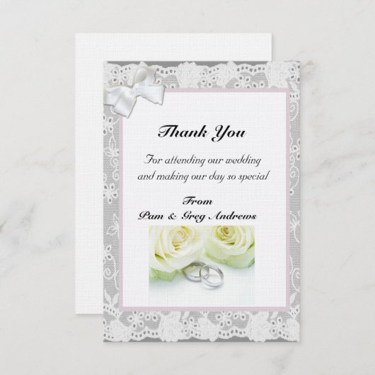 Lace bruiloft dank u kaart (Voorkant / Achterkant)