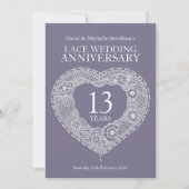 Lace bruiloft hart 13 jaar feestelijke uitnodiging (Voorkant)