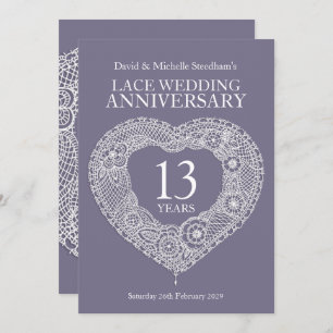 Lace bruiloft hart 13 jaar feestelijke uitnodiging
