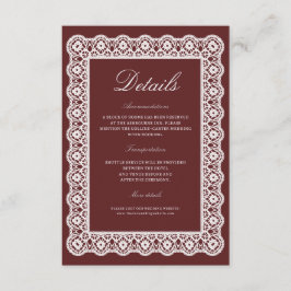 Lace Burgundy Wedding Details Enclosure Card Informatiekaartje