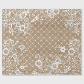 Lace & Burlap #3 Shabby Chic Wrapping Paper Cadeaupapier (Vlak)
