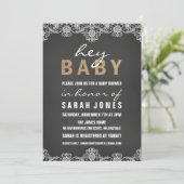 Lace & Burlap Baby shower Uitnodiging (Staand voorkant)