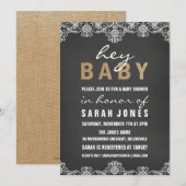 Lace & Burlap Baby shower Uitnodiging (Voorkant / Achterkant)