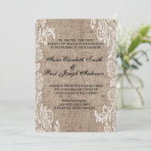 Lace Burlap bruiloft uitnodiging (Staand voorkant)