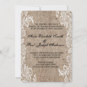 Lace Burlap bruiloft uitnodiging (Voorkant)