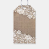 Lace Burlap en String Lights Rustieke bruiloft Cadeaulabel (Achterkant)
