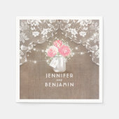 Lace Burlap Floral Mason Jar Rustieke bruiloft Servetten (Voorkant)