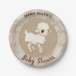 Lace Burlap Little Lamb Baby shower Paper Bord