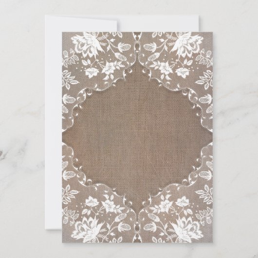 Lace Burlap Roze Pioenen Mason Jar Rustieke bruilo Kaart (Achterkant)