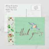 Lace Burlap  Rozen en Slik Bedankt Briefkaart (Voorkant / Achterkant)