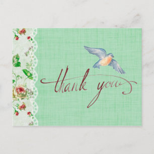 Lace Burlap Rozen en Slik Bedankt Briefkaart