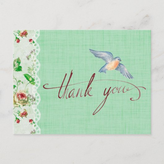 Lace Burlap  Rozen en Slik Bedankt Briefkaart (Voorkant)