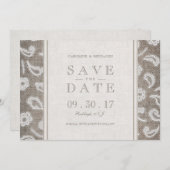 Lace burlap rustiek land bruiloft opslaan van de d save the date (Voorkant / Achterkant)
