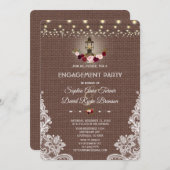 Lace Burlap String Lights Engagement Party Kaart (Voorkant / Achterkant)