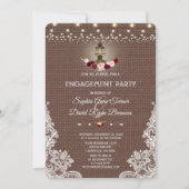  Lace Burlap String Lights Engagement Party Kaart (Voorkant)