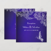 LACE & BUTTERFLIES BLAUWE OMBRÉ-receptie Kaart (Voorkant / Achterkant)