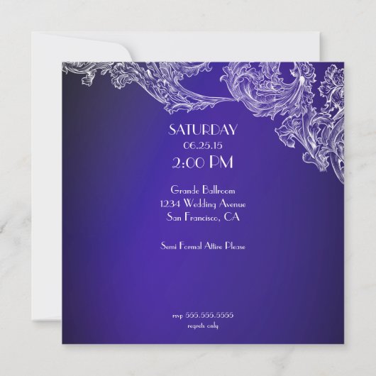  LACE & BUTTERFLIES BLAUWE OMBRÉ-receptie Kaart (Achterkant)