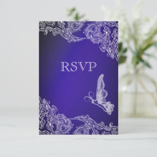  LACE & BUTTERFLIES BLUE OMBRÉ RSVP (Staand voorkant)