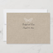 Lace Butterflies op Burlap Wedding Invitation 2 Kaart (Achterkant)