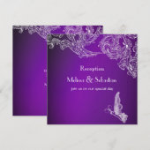  LACE & BUTTERFLIES PAARSE OMBRÉ-receptie Kaart (Voorkant / Achterkant)