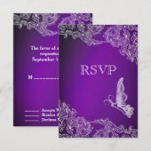  LACE & BUTTERFLIES PAARSE OMBRÉ RSVP KAARTJE (Voorkant / Achterkant)