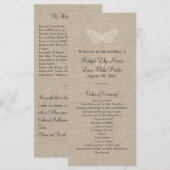 Lace Butterflies Wedding Programme on Burlap 2 Programmakaart (Voorkant / Achterkant)