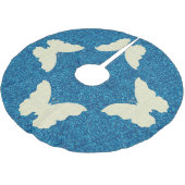 Lace Butterfly on Blue Glitter Tree Skirt Kerstboom Rok (Gekanteld)