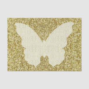 Lace Butterfly on Gold Glitter-weefselpapier Tissuepapier