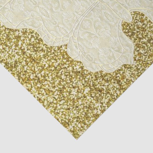 Lace Butterfly on Gold Glitter-weefselpapier Tissuepapier (Detail)
