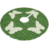 Lace Butterfly on Green Glitter Tree Skirt Kerstboom Rok (Gekanteld)