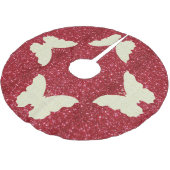 Lace Butterfly on Red Glitter kerstboomrok Kerstboom Rok (Gekanteld)