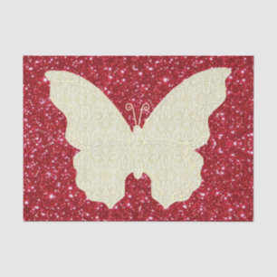 Lace Butterfly on Red Glitter Tissue Paper Tissuepapier