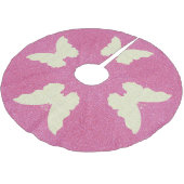 Lace Butterfly on roze glitter Tree Skirt Kerstboom Rok (Gekanteld)
