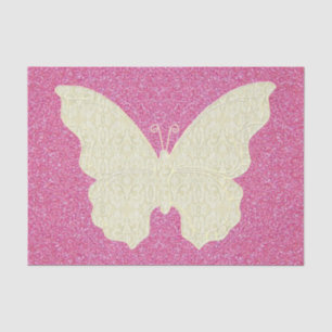 Lace Butterfly on roze glitter-weefselpapier Tissuepapier