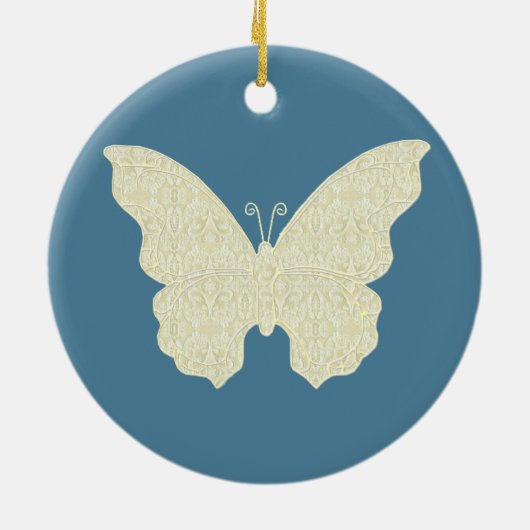 Lace Butterfly Round Ornament (Achterkant)