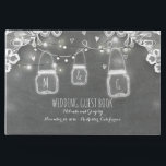 Lace Chalkboard Mason Jar Lights Rustic Wedding Gastenboek<br><div class="desc">Mason jar string licht kant en rustige landbord trouwgastenboek</div>