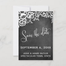 Lace Chalkboard Moderne Kalligrafie Save the Date