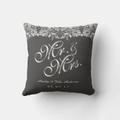 Lace Chalkboard Mr en Mrs Wedding Pillow Kussen (Achterkant)